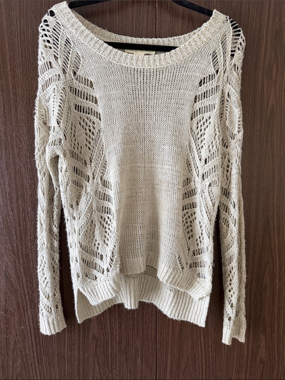 Staring at Stars Open-Knit Scoop Neck Sweater in Cream